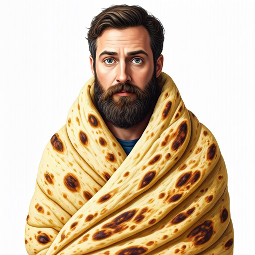 Operative Jon wrapped in his naan duvet